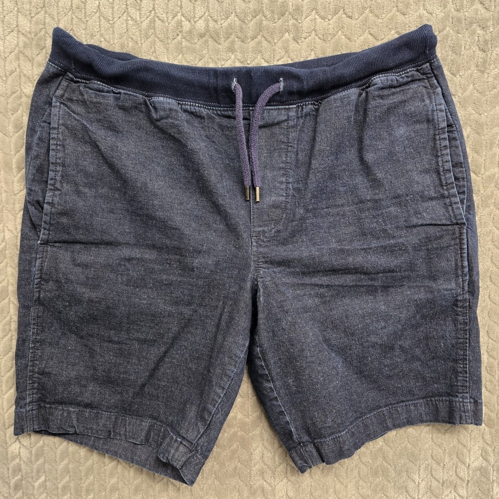 Gap 1969 Denim Shorts Men's Size 33 Elastic Waist Drawstrings Casual Dark Blue